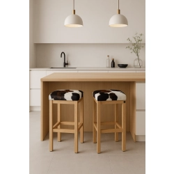 Hoker Tapicerowany Krowa 01 Crush Velvet Drewno Dąb Loft Lite HDG-1
